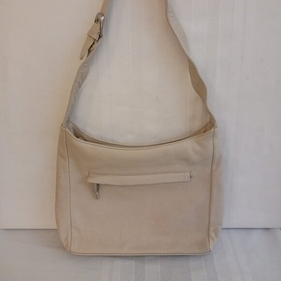 Stone Mountain Cream Colored Leather Shoulder Bag Purse - Picture 1 of 10
